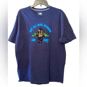 The North Face Navy Blue Graphic Short Sleeve Tee - 'Not All Who Wander'